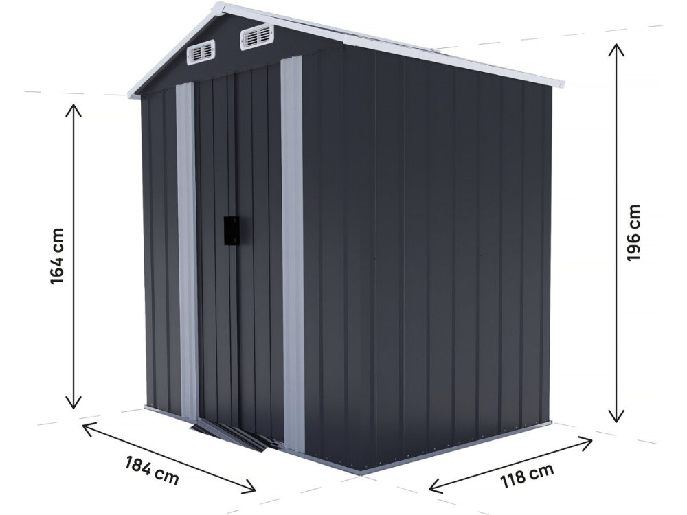 Metalen tuinhuis "Boston" met schuifdeur - 2,17 m² - Grijs
