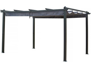 Pergola terrasoverkapping aluminium harmonicadoek schaduwdoek zonwering verstelbaar  - 3 x 4 m - Grijs antraciet