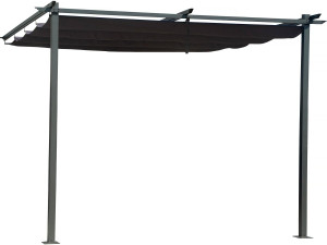 Pergola aanbouw harmonicadoek schaduwdoek zonwering verstelbaar - 3 x 3 m - Grijs antraciet