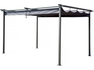 Pergola schaduwdoek harmonicadoek zonwering verstelbaar - 3 x 4 m - Grijs