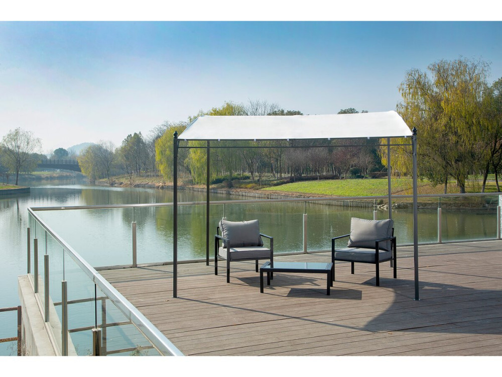 Pergola metaal met aflopend dak - 3 x 2,5 m - Beige - lichtbruin