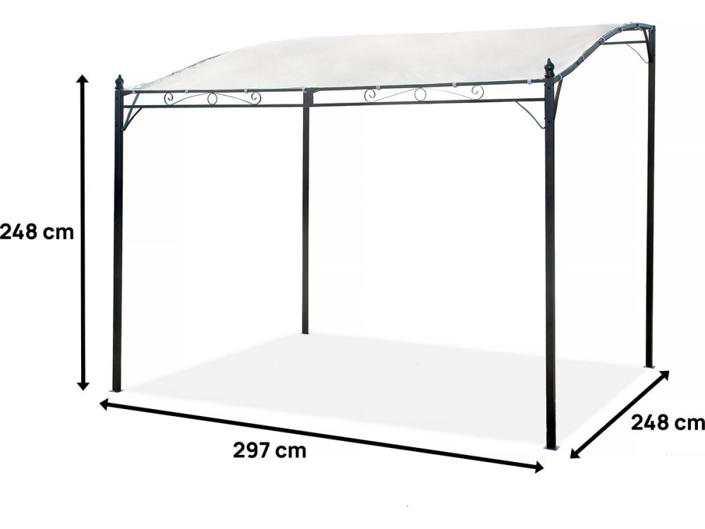 Pergola metaal met aflopend dak - 3 x 2,5 m - Beige - lichtbruin