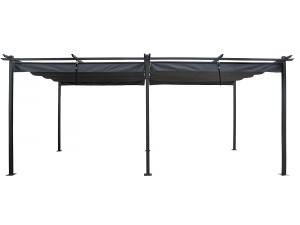 Pergola terrasoverkapping metaal harmonicadoek schaduwdoek zonwering verstelbaar  - 3 x 6 m - Antraciet