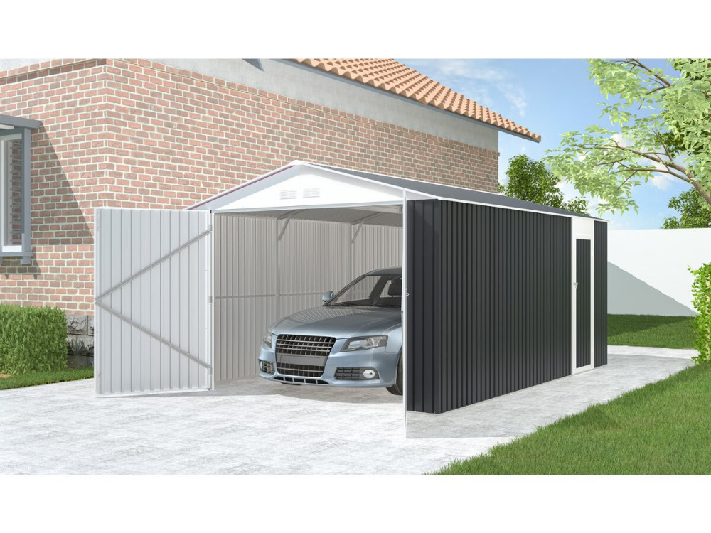 Garage auto schuur metaal "Houston" 15,36 m² - Antraciet