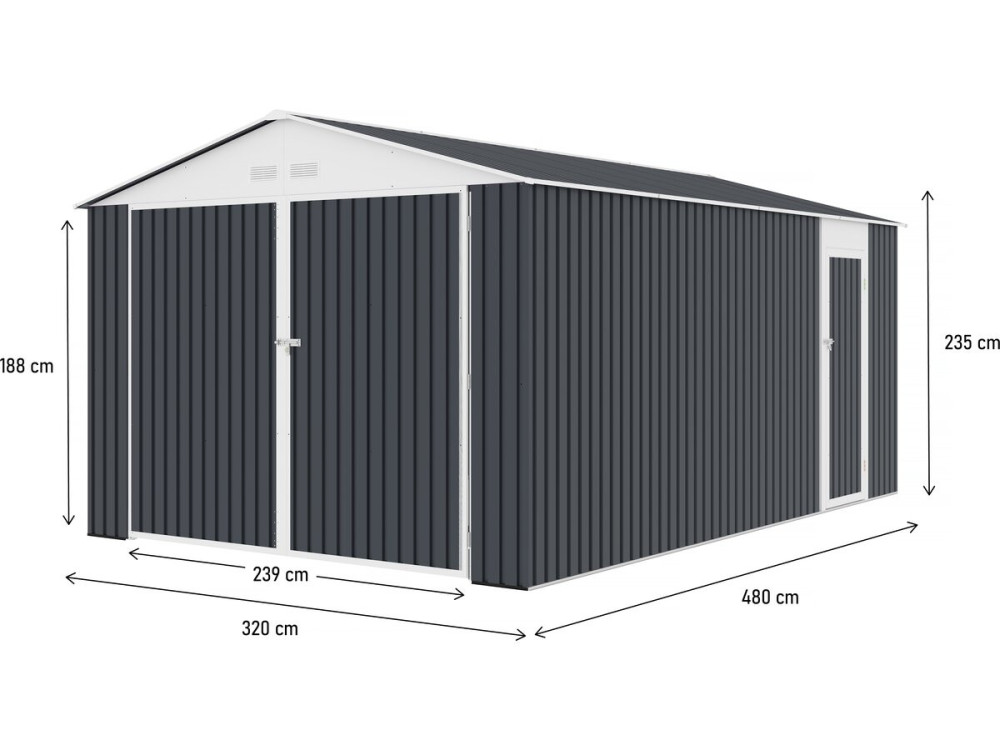 Garage auto schuur metaal "Houston" 15,36 m² - Antraciet