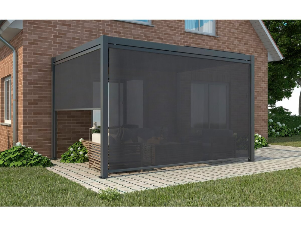 Pergola rolgordijn zonwering - 277 x 204 cm - Grijs antraciet