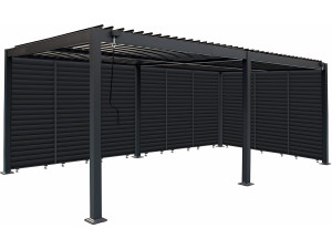 Bioklimatische pergola met 9 aluminium lamellen „Kensington“ – 3 x 6 m – Grijs