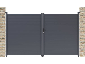 Tuinpoort dubbele poort aluminium "Marc" - 299,5 x 180,9 cm - Grijs