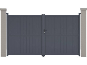 Tuinpoort dubbele poort aluminium "Maurice" - 299,5 x 155,9 cm - Grijs