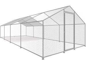 Kippenren 24 m² gaas hok 8 x 3 x 2 m gegalvaniseerd staal