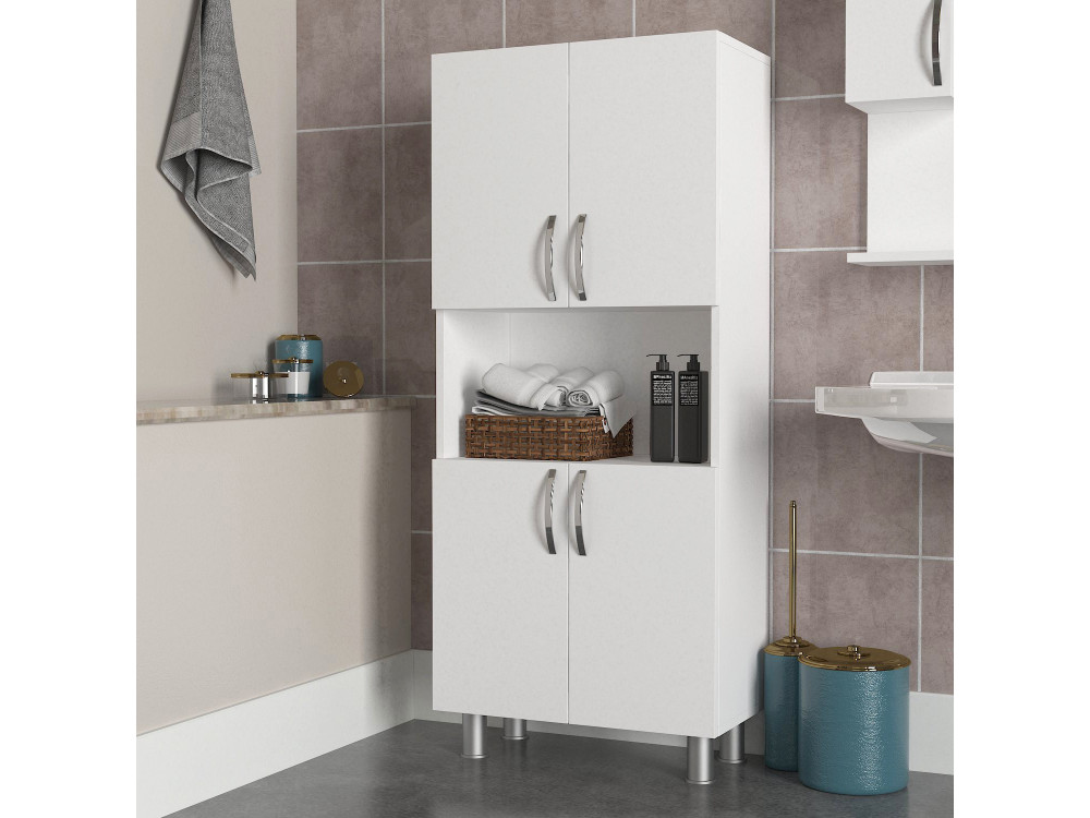 Houten badkamermeubel "William" - 59 x 29 x 140 cm - Wit