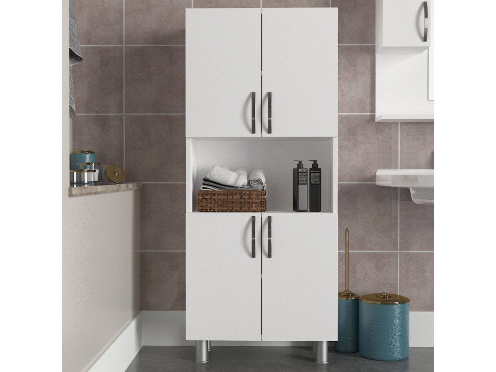 Houten badkamermeubel "William" - 59 x 29 x 140 cm - Wit