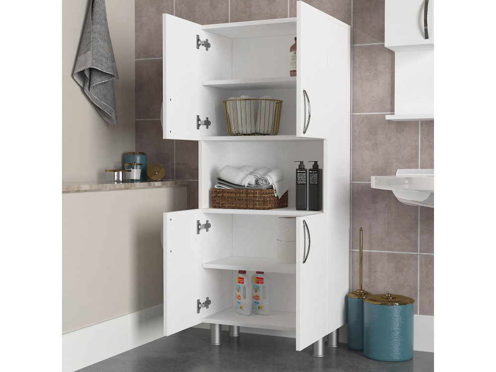 Houten badkamermeubel "William" - 59 x 29 x 140 cm - Wit