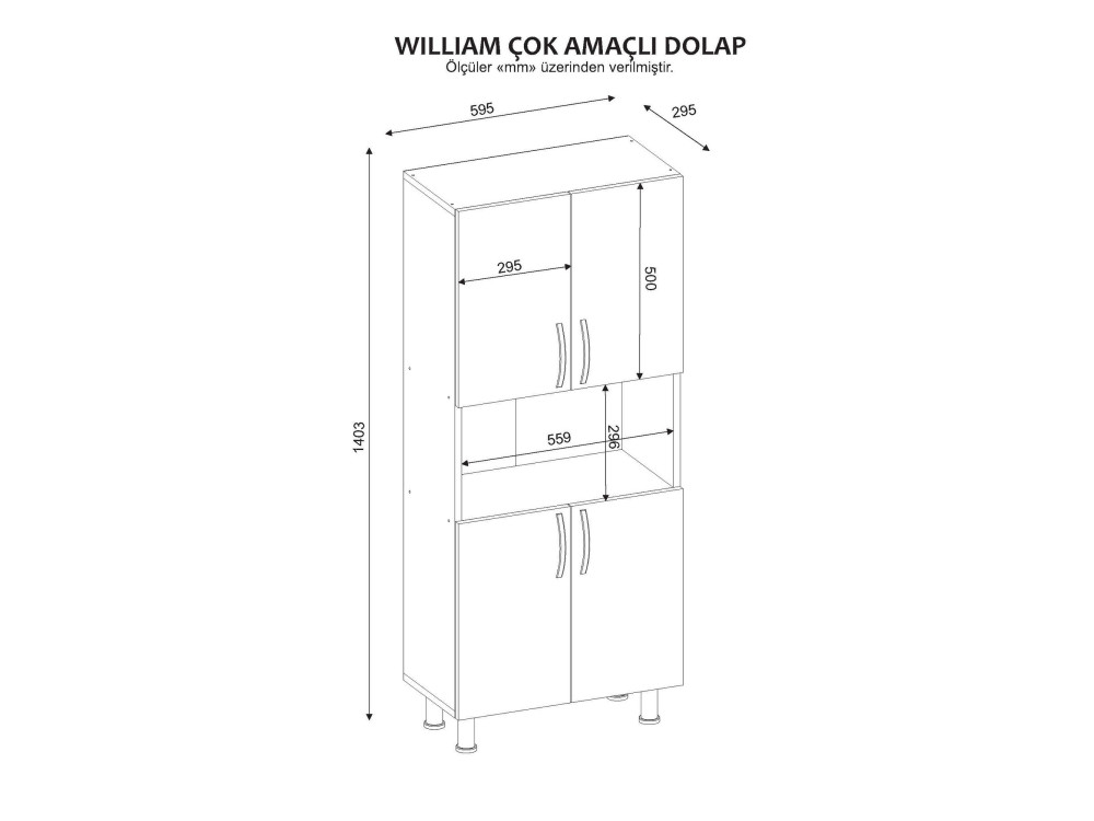 Houten badkamermeubel "William" - 59 x 29 x 140 cm - Wit