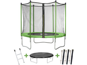 Trampoline buiten outdoor "Yoopi" - Ø 305 cm - Met net + ladder + beschermhoes + verankeringsset