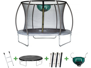 Trampoline 305 cm rond met veiligheidsnet buiten "Jumper" met basketbal ring - Ø 305 cm - Grijs