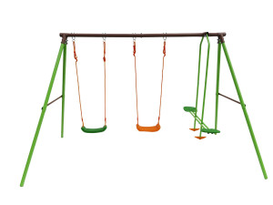 Tuinschommel metaal tuin schommel "Leo" - 1.96 m - 3 speeltoestellen
