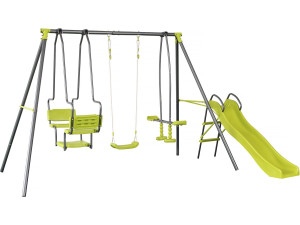 Schommel metaal buitenspeelgoed "Ludo II" 4 speeltoestellen - 315 x 225 x 195 cm - Groen