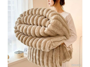 Plaid deken - 100 x 150 cm - Taupe - grijs bruin