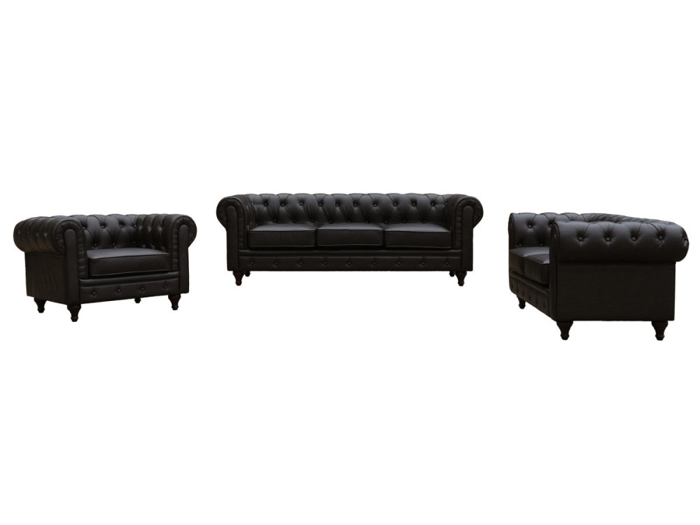 Chesterfield "Aliza" vaste bank - 3 zits - bruin