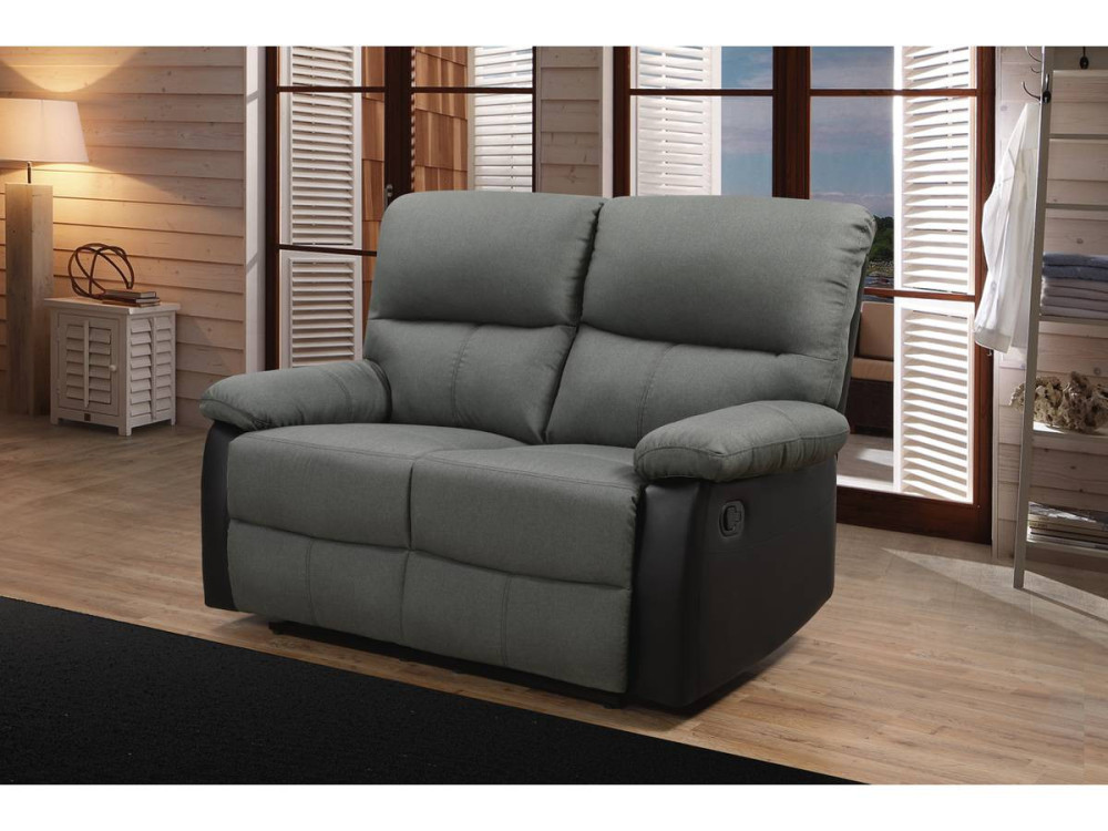 Relaxfauteuil relaxstoel verstelbaar bank "Lincoln" - 147 x 89 x 103 cm - 2 zits - Zwart / Donkergrijs