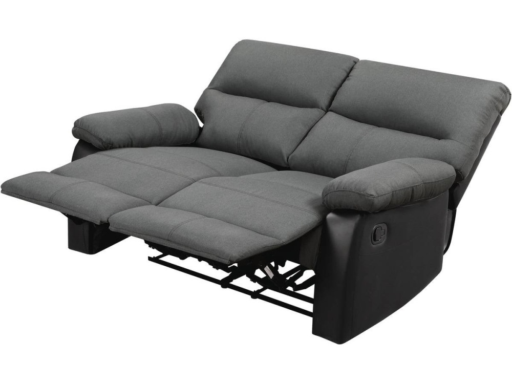 Relaxfauteuil relaxstoel verstelbaar bank "Lincoln" - 147 x 89 x 103 cm - 2 zits - Zwart / Donkergrijs