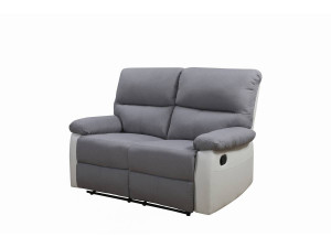 Relaxfauteuil relaxstoel verstelbaar bank "Lincoln" - 147 x 89 x 103 cm - 2 zits - Wit / Lichtgrijs