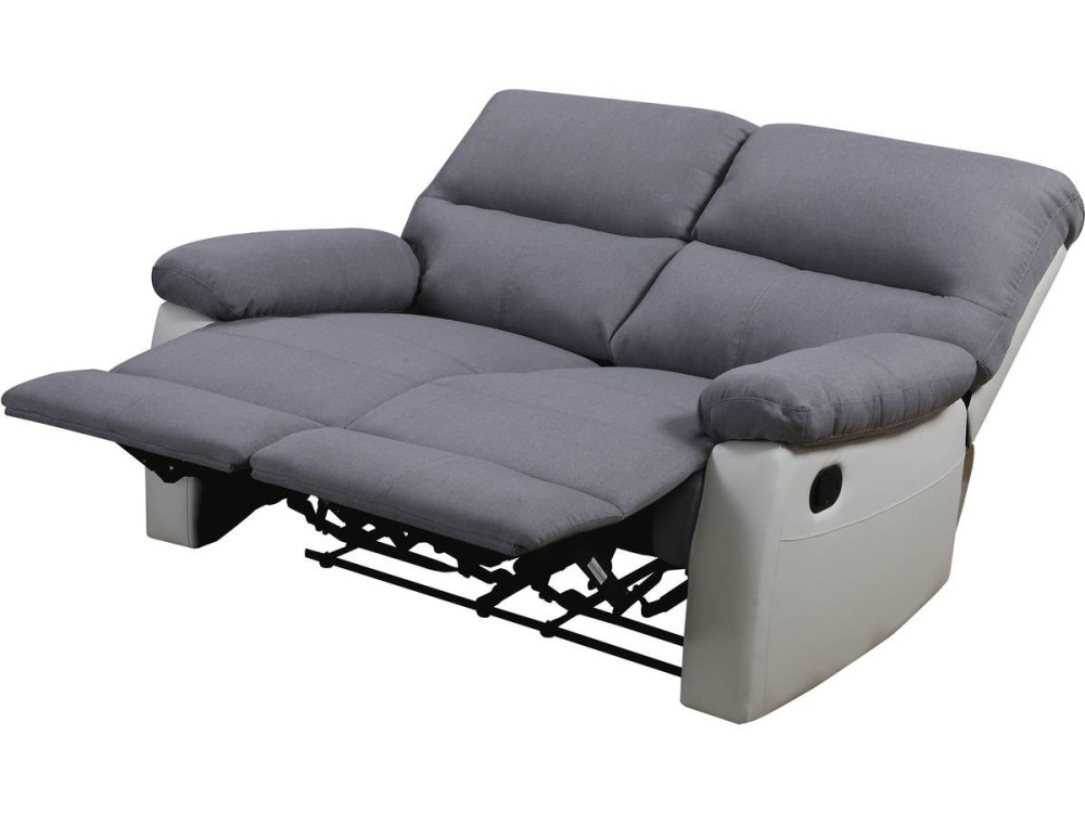 Relaxfauteuil relaxstoel verstelbaar bank "Lincoln" - 147 x 89 x 103 cm - 2 zits - Wit / Lichtgrijs