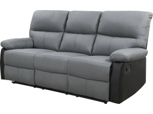 Relaxfauteuil relaxstoel verstelbaar bank "Lincoln" - 3 zits - Zwart / Donkergrijs