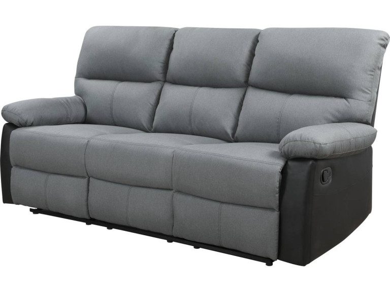 Relaxfauteuil relaxstoel verstelbaar bank "Lincoln" - 3 zits - Zwart / Donkergrijs