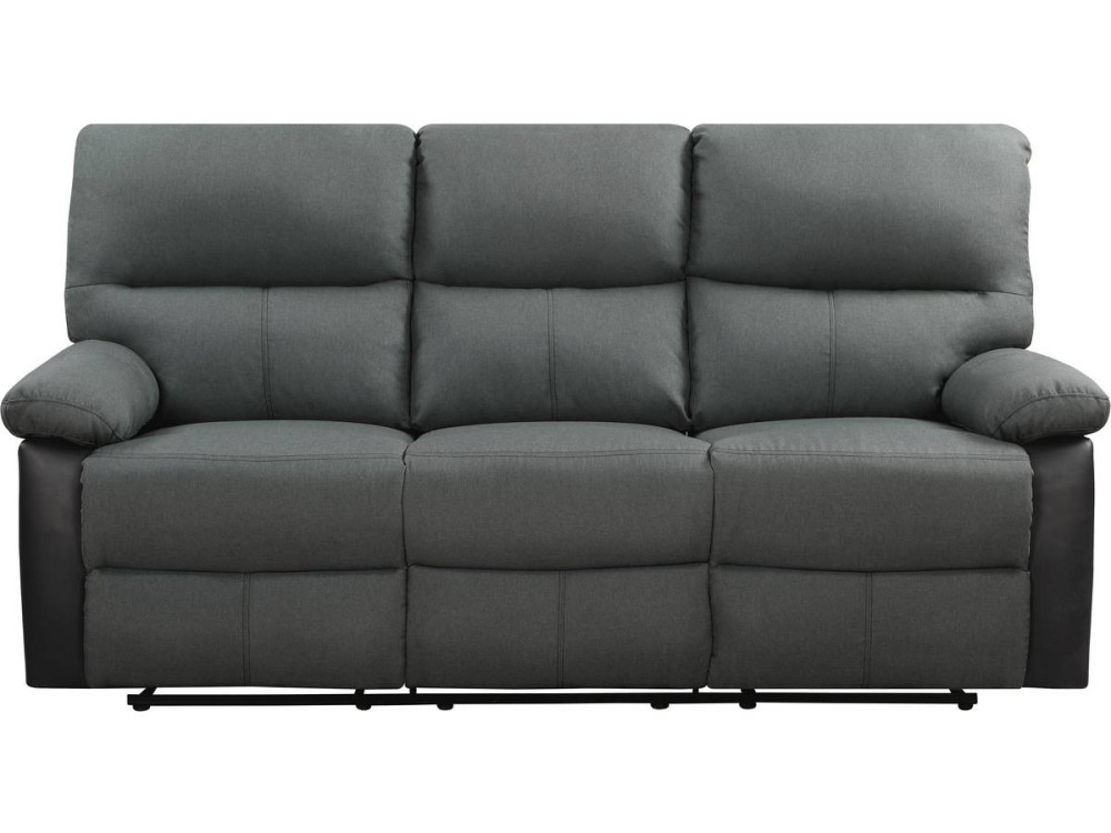 Relaxfauteuil relaxstoel verstelbaar bank "Lincoln" - 3 zits - Zwart / Donkergrijs