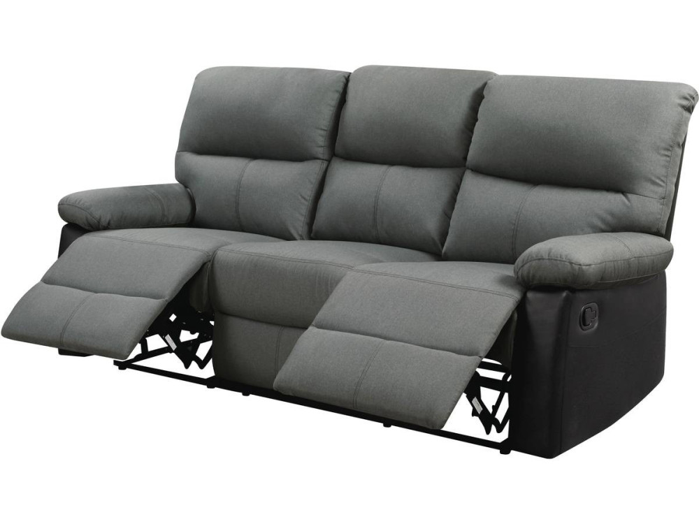 Relaxfauteuil relaxstoel verstelbaar bank "Lincoln" - 3 zits - Zwart / Donkergrijs