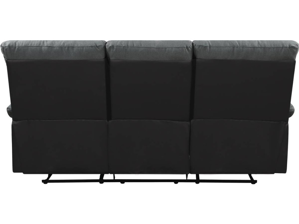 Relaxfauteuil relaxstoel verstelbaar bank "Lincoln" - 3 zits - Zwart / Donkergrijs