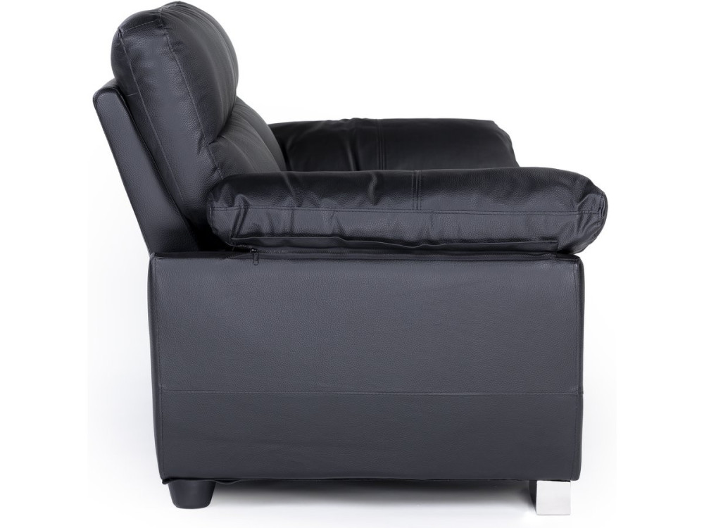 Bank gereconstrueerd leer en pvc meubel bankstel "Dallas" - 169 x 88 x 90 cm - 2 zits - Zwart