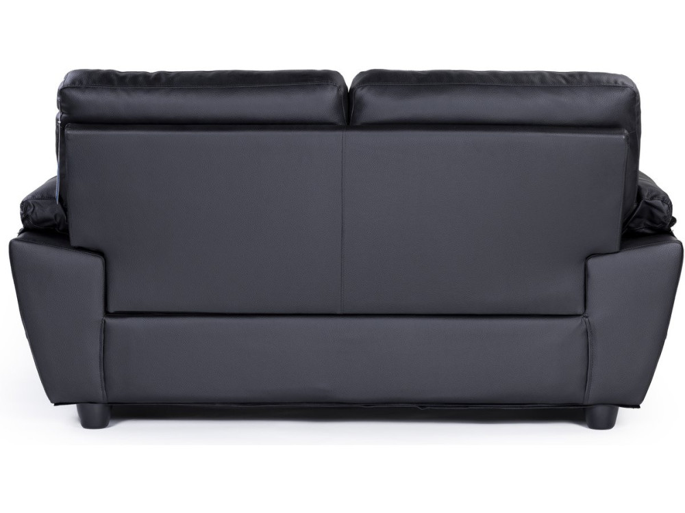 Bank gereconstrueerd leer en pvc meubel bankstel "Dallas" - 169 x 88 x 90 cm - 2 zits - Zwart