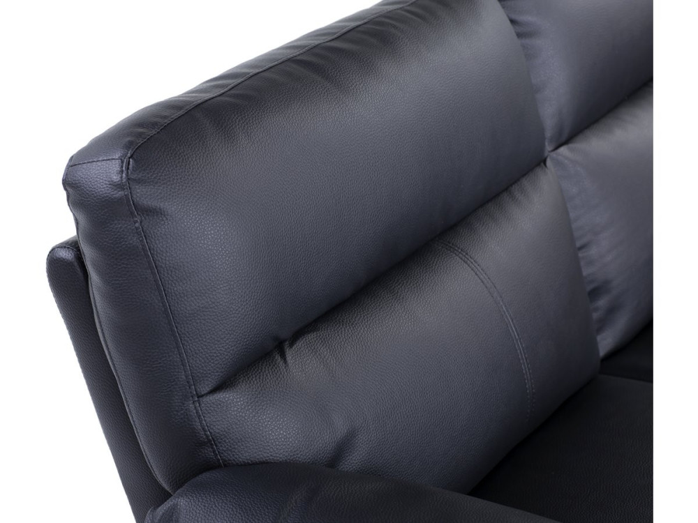 Bank gereconstrueerd leer en pvc meubel bankstel "Dallas" - 169 x 88 x 90 cm - 2 zits - Zwart