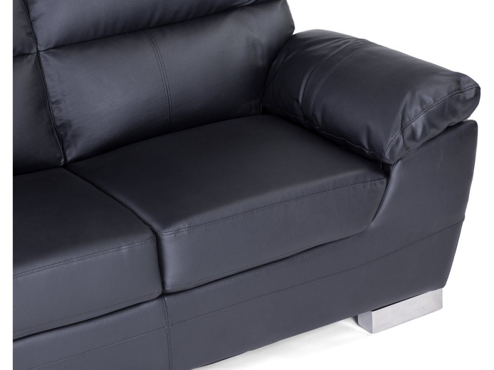 Bank gereconstrueerd leer en pvc meubel bankstel "Dallas" - 169 x 88 x 90 cm - 2 zits - Zwart