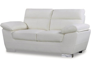 Bank gereconstrueerd leer en pvc meubel bankstel "Dallas" - 169 x 88 x 90 cm - 2 zits - Wit