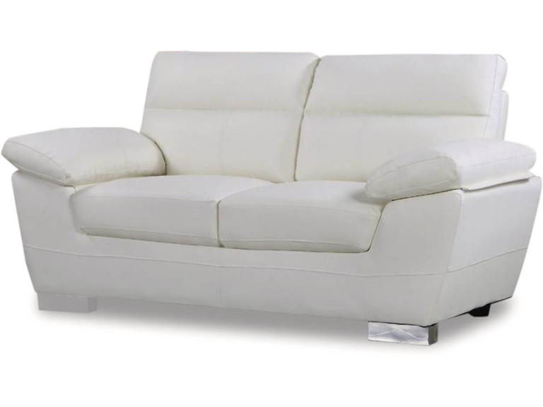 Bank gereconstrueerd leer en pvc meubel bankstel "Dallas" - 169 x 88 x 90 cm - 2 zits - Wit