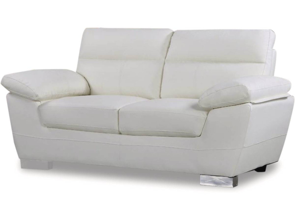 Bank gereconstrueerd leer en pvc meubel bankstel "Dallas" - 169 x 88 x 90 cm - 2 zits - Wit