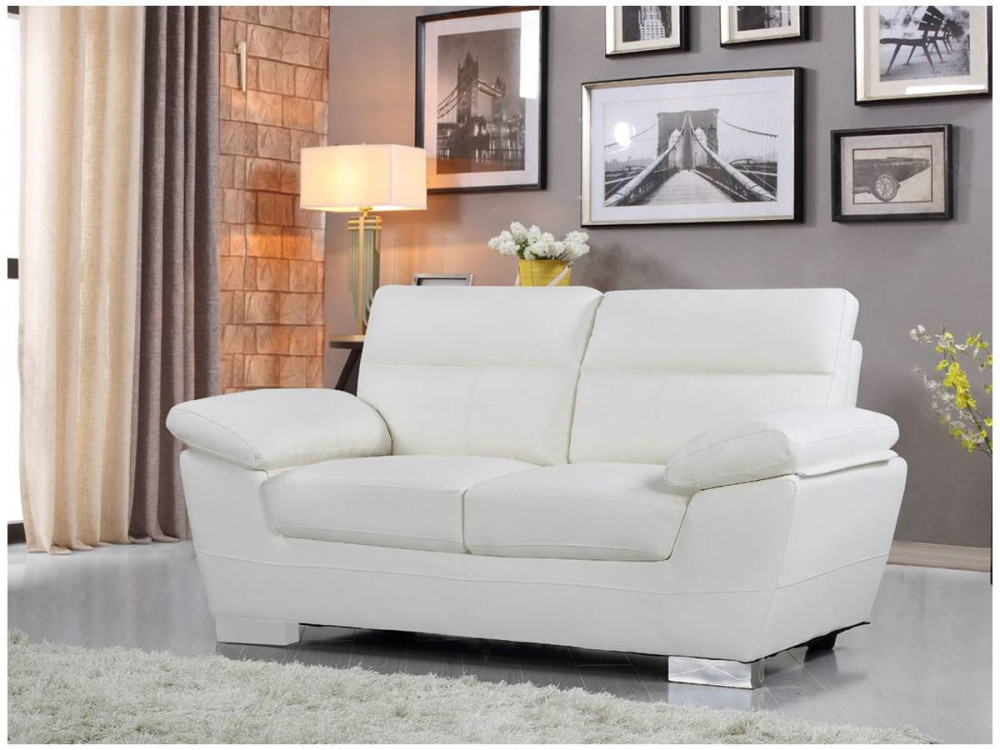 Bank gereconstrueerd leer en pvc meubel bankstel "Dallas" - 169 x 88 x 90 cm - 2 zits - Wit