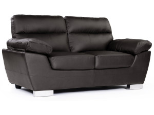 Bank gereconstrueerd leer en pvc meubel bankstel "Dallas" - 169 x 88 x 90 cm - 2 zits - Chocolade bruin