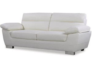Bank gereconstrueerd leer en pvc meubel bankstel "Dallas" - 210 X 88 X 90 cm - 3 zits - Wit