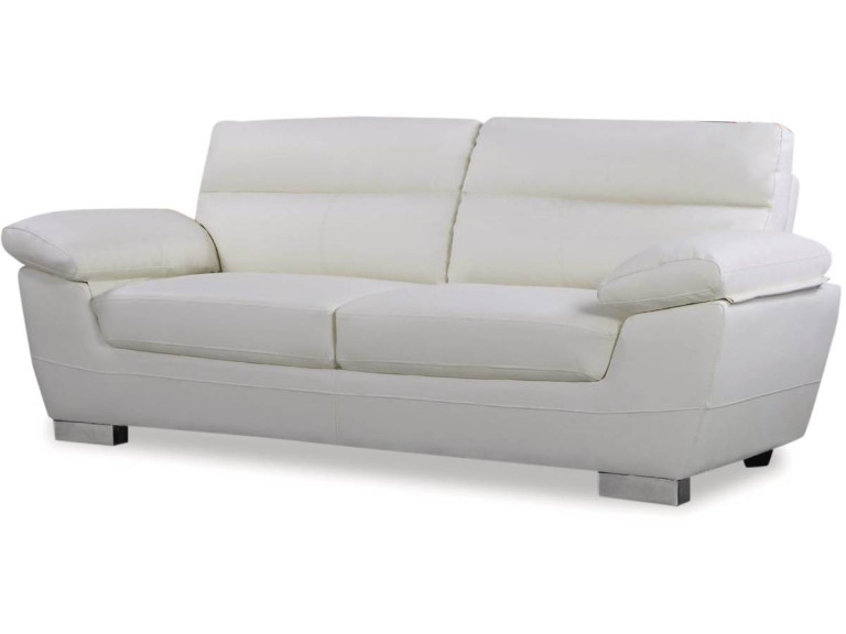 Bank gereconstrueerd leer en pvc meubel bankstel "Dallas" - 210 X 88 X 90 cm - 3 zits - Wit