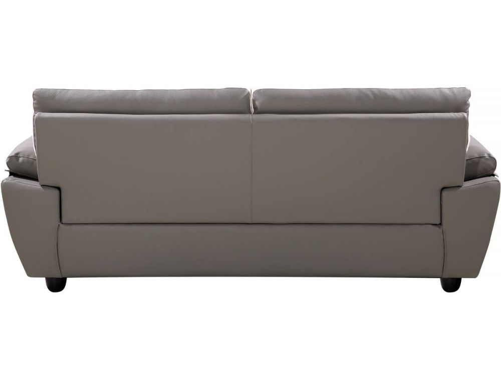 Bank gereconstrueerd leer en pvc meubel bankstel "Dallas" - 210 x 88 x 90 cm - 3 zits - Grijs / Wit