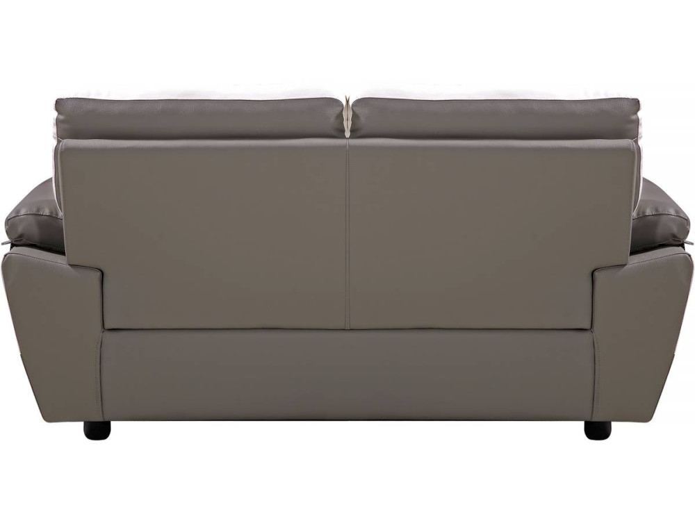 Bank gereconstrueerd leer en pvc meubel bankstel "Dallas" - 169 x 88 x 90 cm - 2 zits - Grijs / Wit
