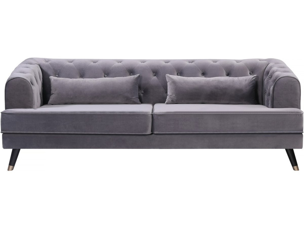 Bank bankstel meubel velours fluweel "Gloria" - 216 x 86 x 76 cm - 3 zits - Grijs