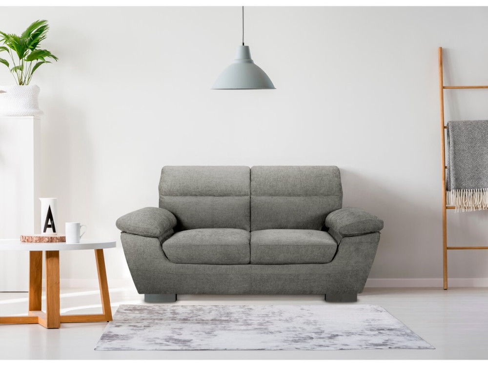 Bank bankstel stoffen meubel "Dallas" - 169 x 88 x 90 cm - 2 zits - Grijs