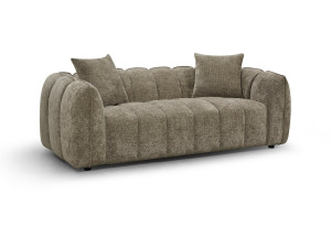 Rechte stoffen bank in bubble-stijl „Balzac“ – 3-zits – Taupe