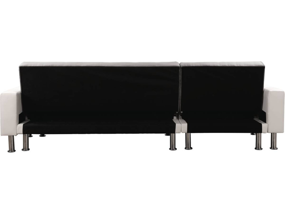 Hoekbank slaapbank meubel links of rechts bank "Theo" - 258 x 82/147 x 82 cm - 4 zits - Wit / Grijs